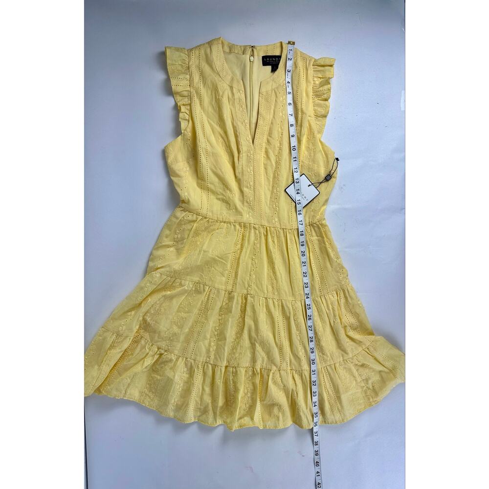 Laundry by Shelli Segal Butter Yellow Cotton Embroidered Eyelet Mini Dress 6 - Picture 10 of 10